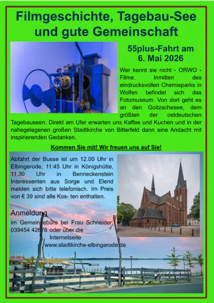 Busfahrt zur Filmgeschichte und Tagebau-Seelandschaft.