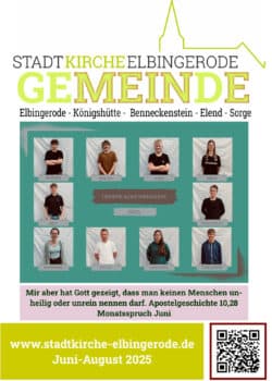 Konfirmanden 2025 der Stadtkirche Elbingerode mit Monatsspruch.