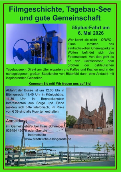 Busfahrt zur Filmgeschichte und Tagebau-Seelandschaft.