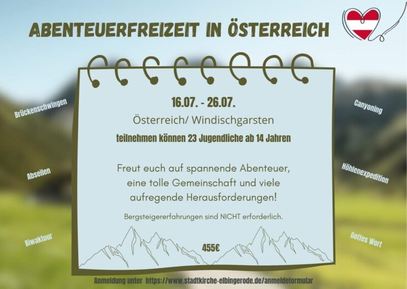 Jugendliche Abenteuerfreizeit in Österreich, 16.-26. Juli, 14+ Jahre