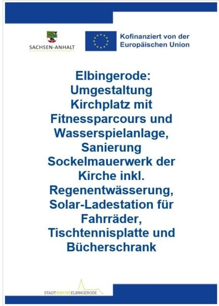 Elbingerode Kirchplatz mit Fitness und Solarstation. Gefördert durch die EU.
